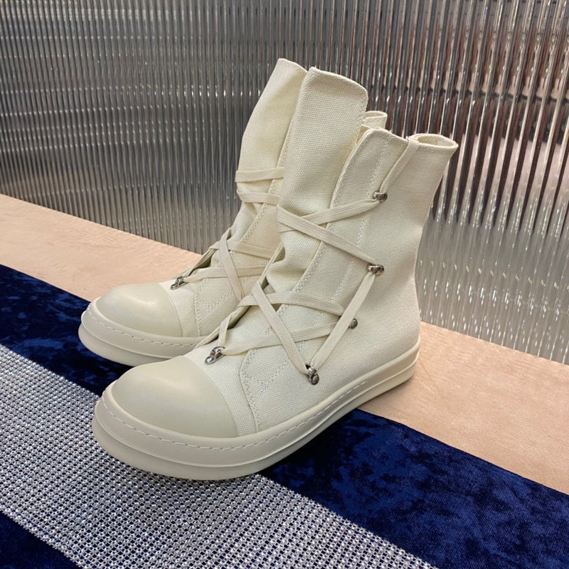 Rick Owens High-Top Canvas Boots - Cream - Phantom Kicks