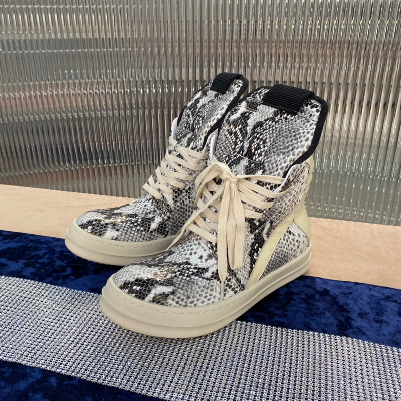 Rick Owens Geobasket Sneakers - Snakeskin Print - Phantom Kicks