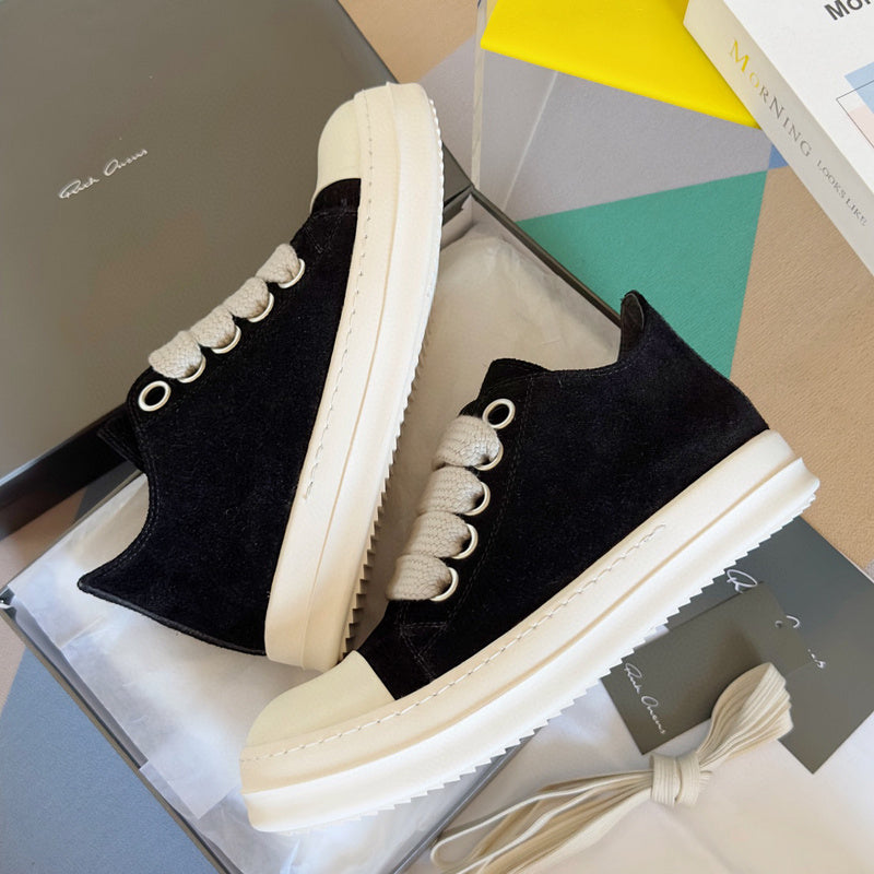 Rick Owens Black Suede Low-Top Sneakers - Phantom Kicks
