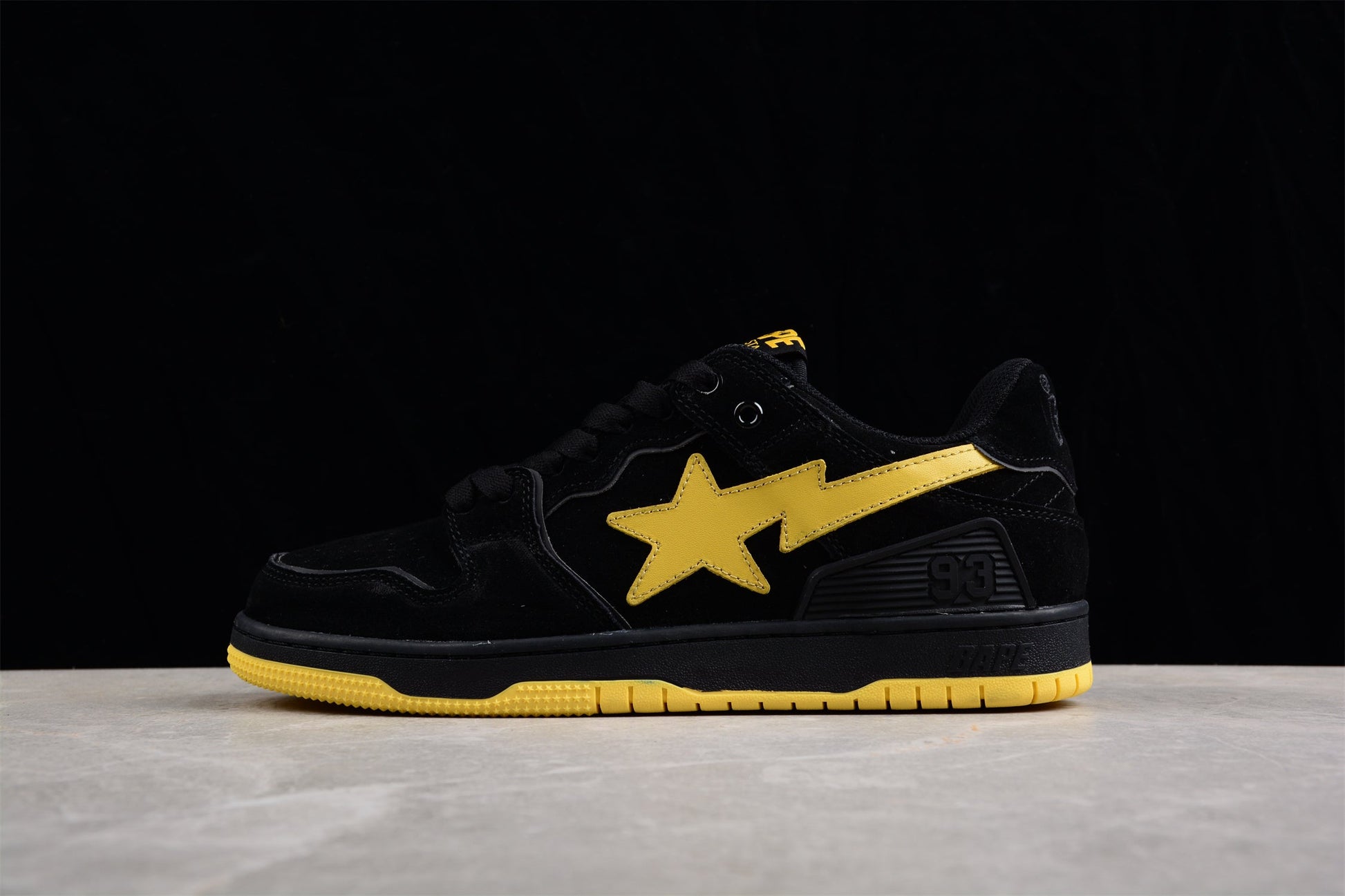 BAPE STA Low-Top Sneakers in Black and Yellow - Phantom Kicks