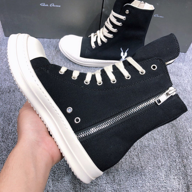 Rick Owens Black High-Top Canvas Sneakers - Phantom Kicks
