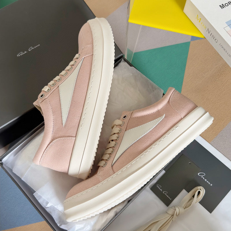 Rick Owens Pink Canvas Low-Top Sneakers - Phantom Kicks