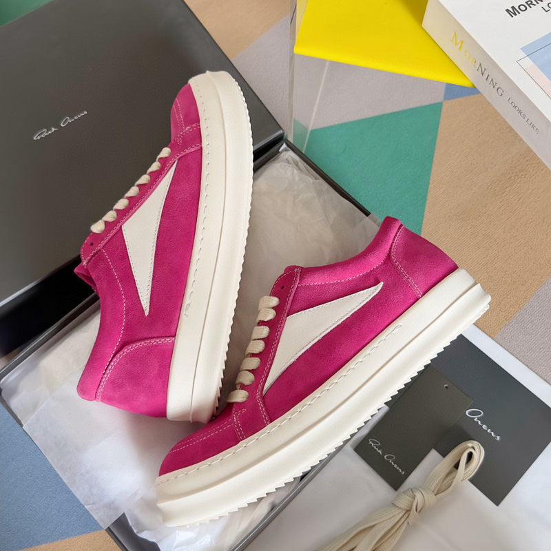 Rick Owens Pink Suede Low-Top Sneakers - Phantom Kicks