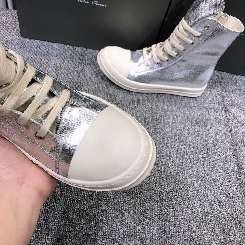 Rick Owens Metallic High-Top Sneakers - Phantom Kicks