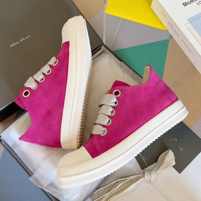 Rick Owens Pink Suede Low-Top Sneakers - Phantom Kicks