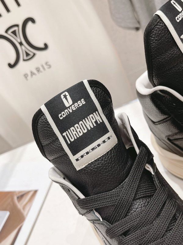 Rick Owens Black and White High-Top Sneakers - Phantom Kicks