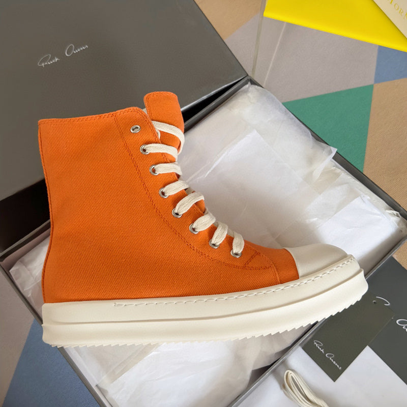 Rick Owens Orange High-Top Sneakers - Phantom Kicks