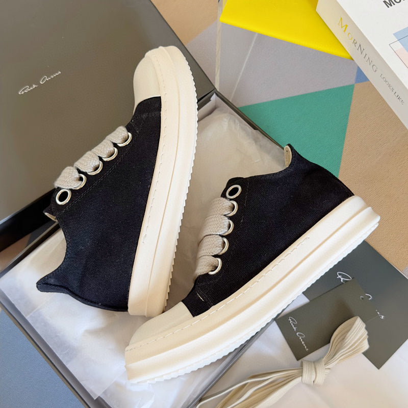 Rick Owens Black Canvas Low-Top Sneakers - Phantom Kicks