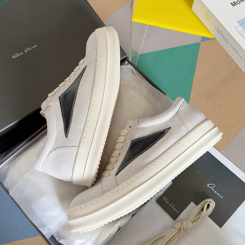 Rick Owens White Suede Low-Top Sneakers - Phantom Kicks