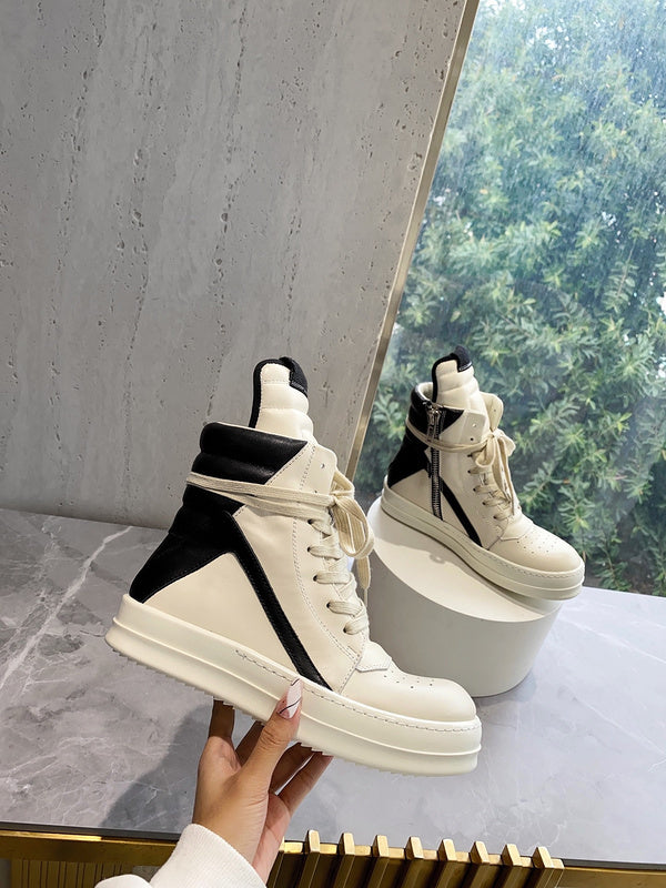 Rick Owens Geobasket Sneakers - Cream and Black - Phantom Kicks
