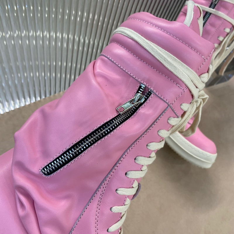 Rick Owens High-Top Sneakers - Pink and Cream - Phantom Kicks