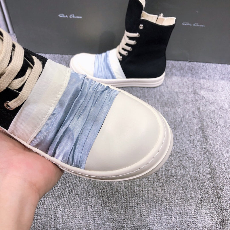 Rick Owens Black Canvas Boots with Ruched Fabric - Phantom Kicks