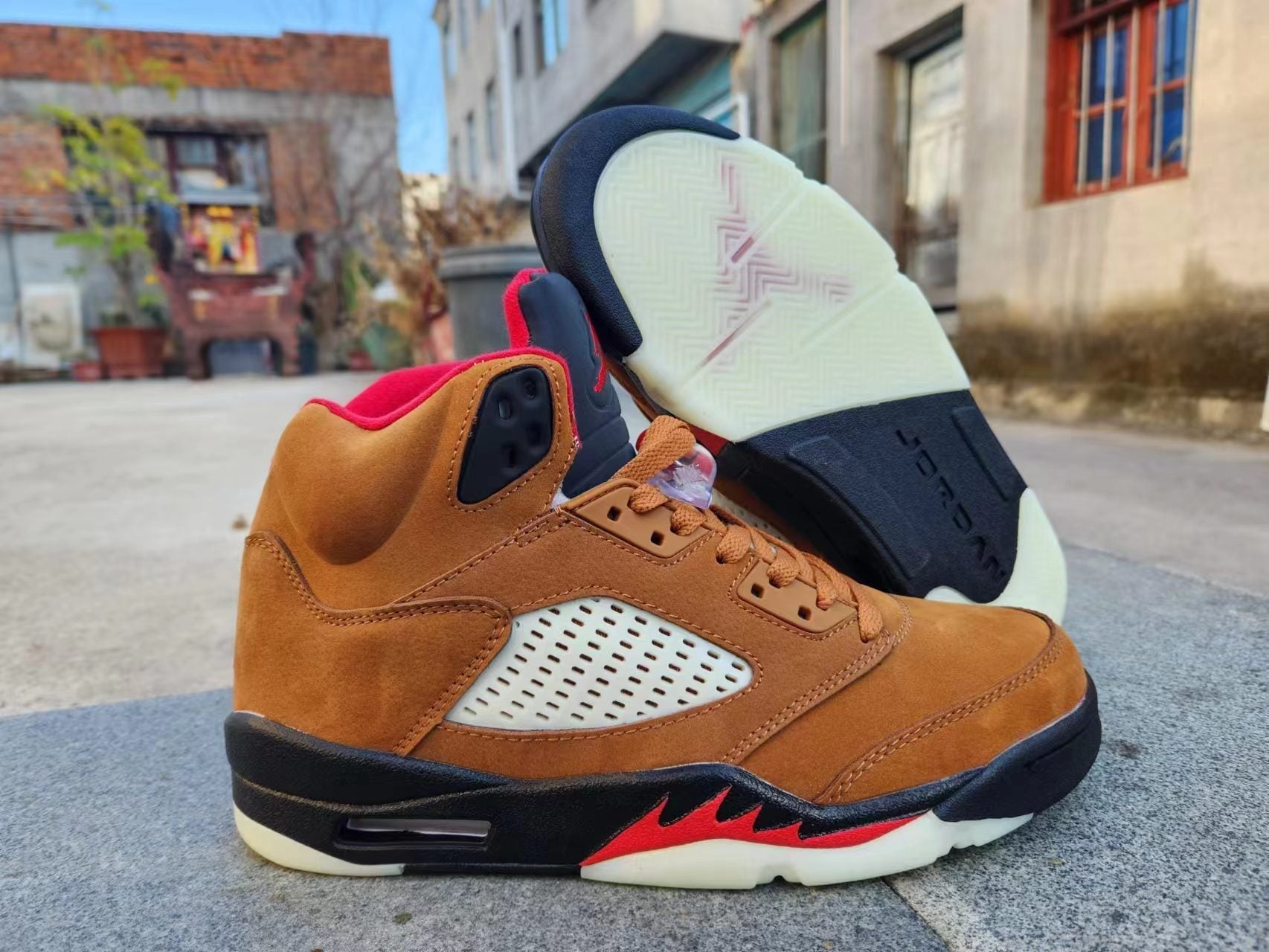 Jordan 5 RED and TAN - Phantom Kicks
