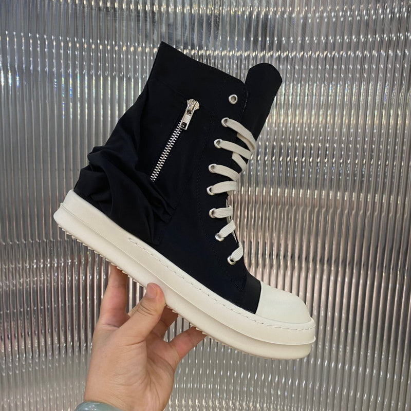 Rick Owens High-Top Nylon Boots - Black and White - Phantom Kicks