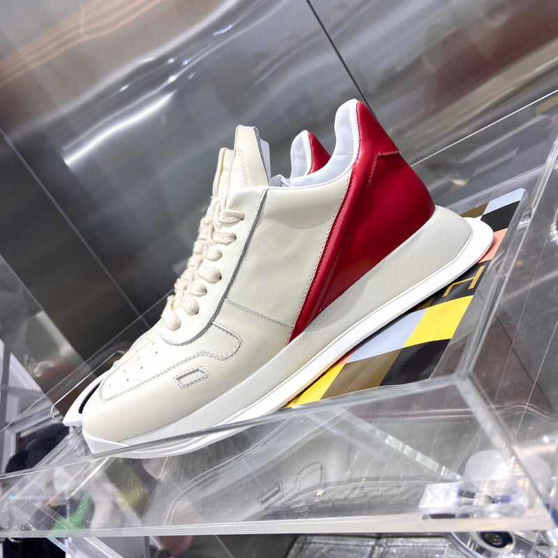 Rick Owens Cream and Red Low-Top Sneakers - Phantom Kicks