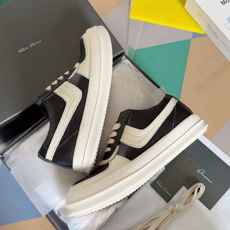 Rick Owens Black and White Low-Top Sneakers - Phantom Kicks