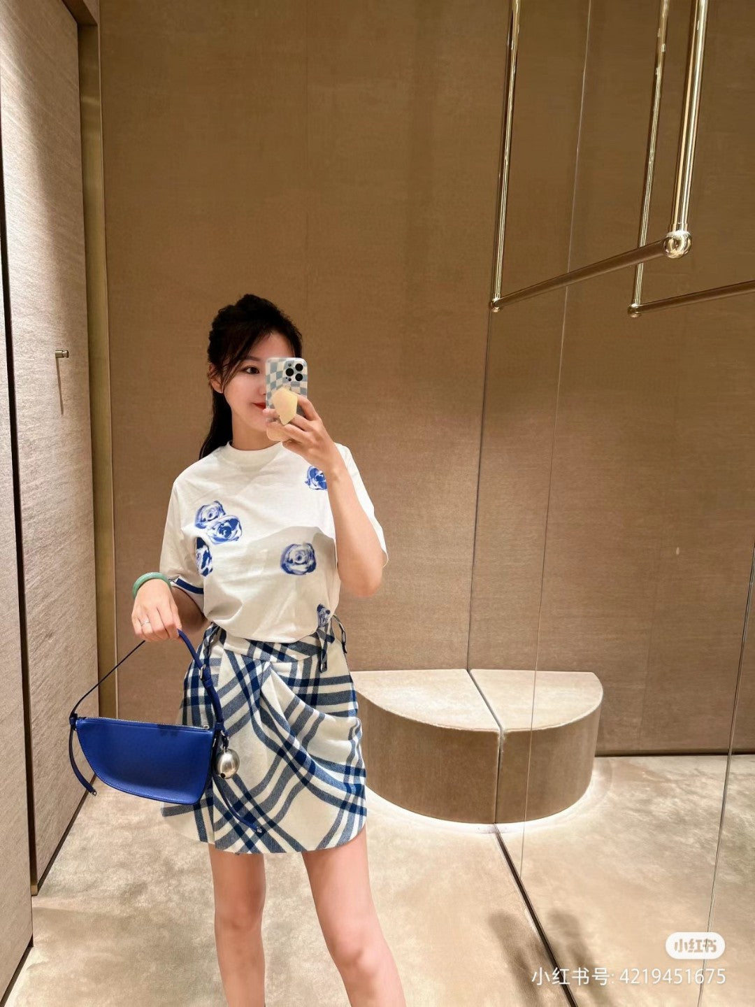 Burberry White T-Shirt with Blue Design - Phantom Kicks