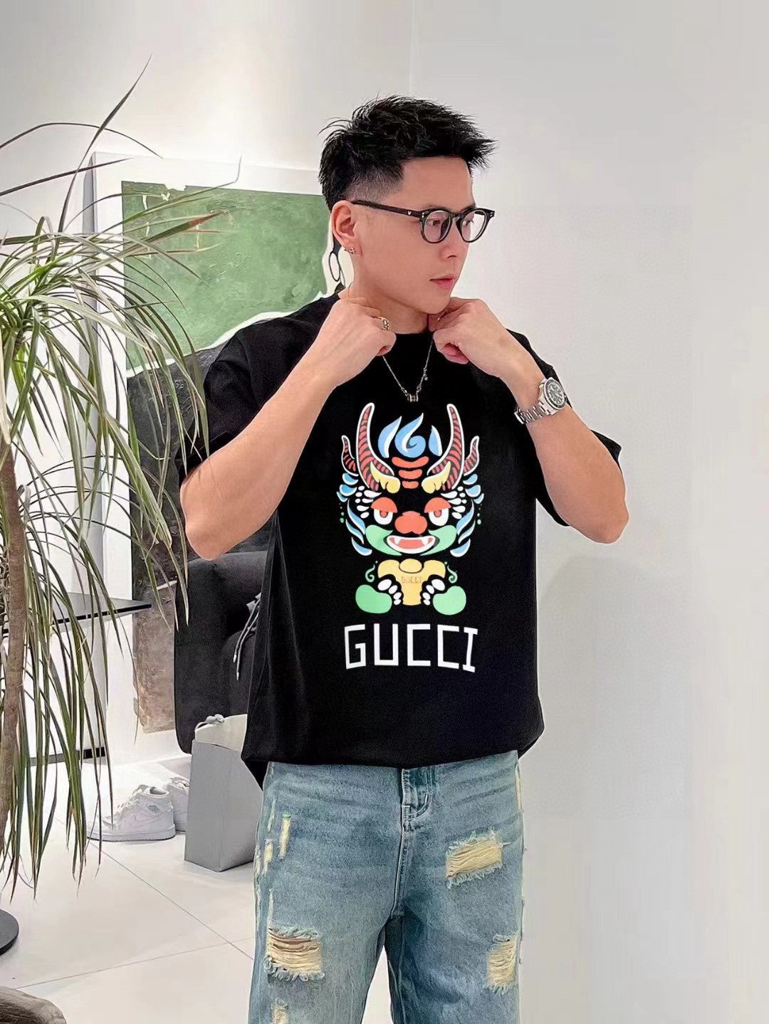 Gucci Dragon Graphic T-shirt Black - Phantom Kicks