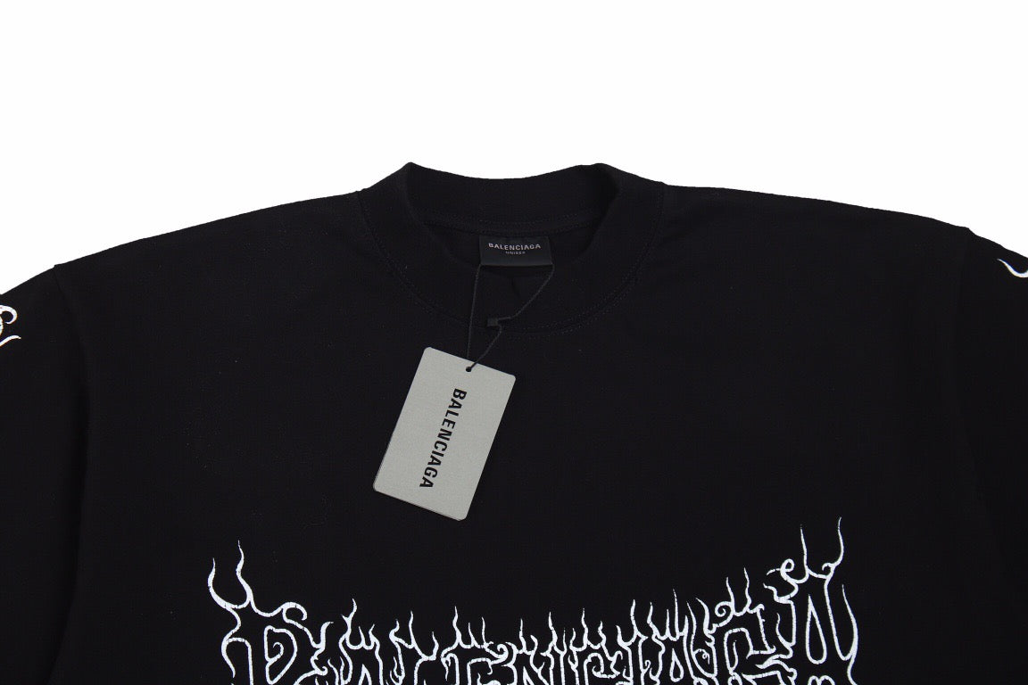 Balenciaga T-shirt with Gothic Flame Logo - Phantom Kicks