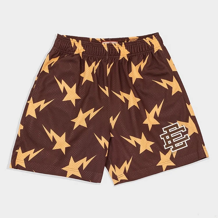 EE Shorts Brown Yellow Star - Phantom Kicks