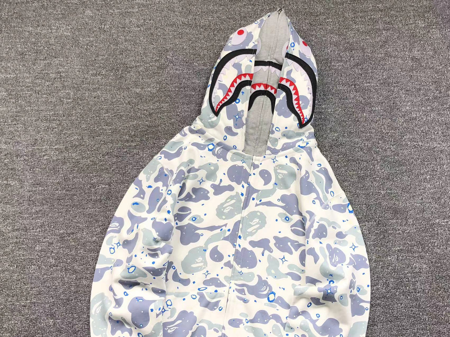 BAPE SPACE CAMO DOUBLE SHARK FULL ZIP HOODIE WHITE - Phantom Kicks