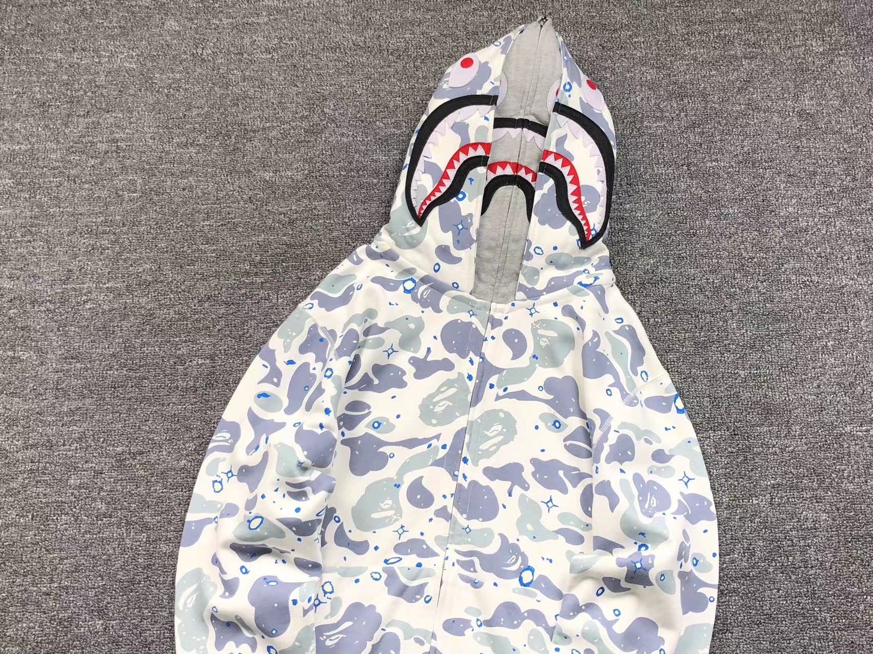 BAPE SPACE CAMO DOUBLE SHARK FULL ZIP HOODIE WHITE - Phantom Kicks