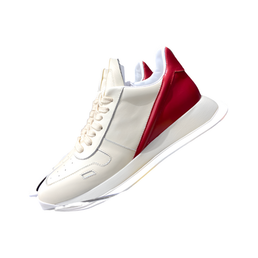 Rick Owens Cream and Red Low-Top Sneakers - Phantom Kicks