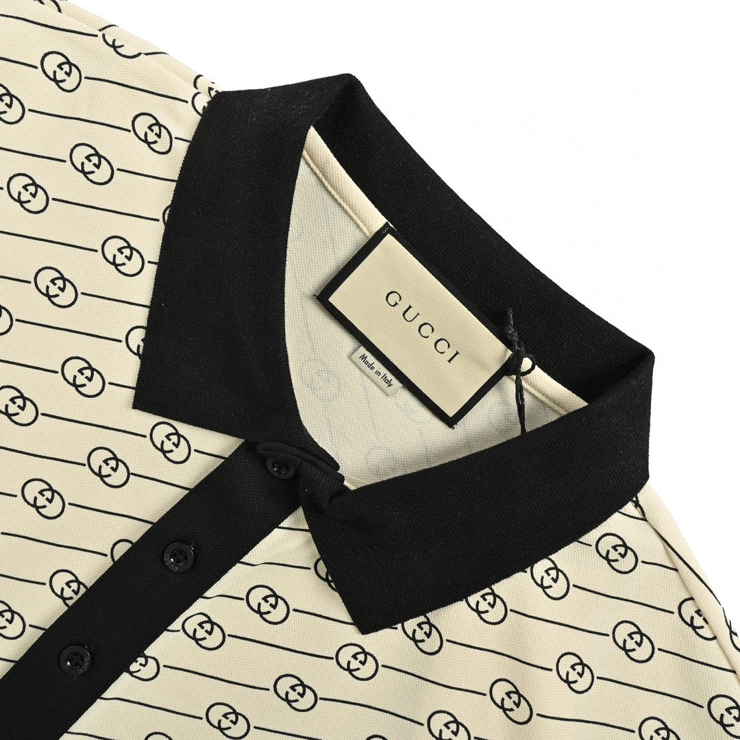 Gucci Beige and Black Patterned Polo Shirt - Phantom Kicks