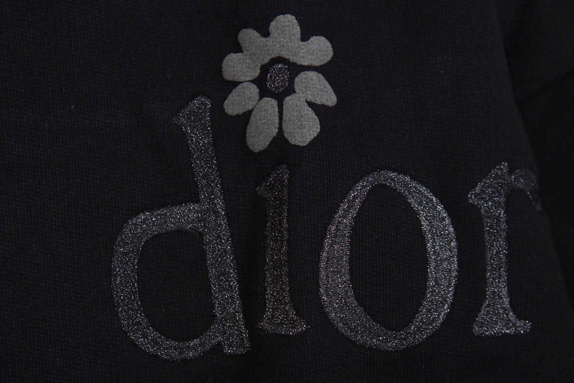 DIOR FLOWER LOGO HOODIE BLACK - Phantom Kicks