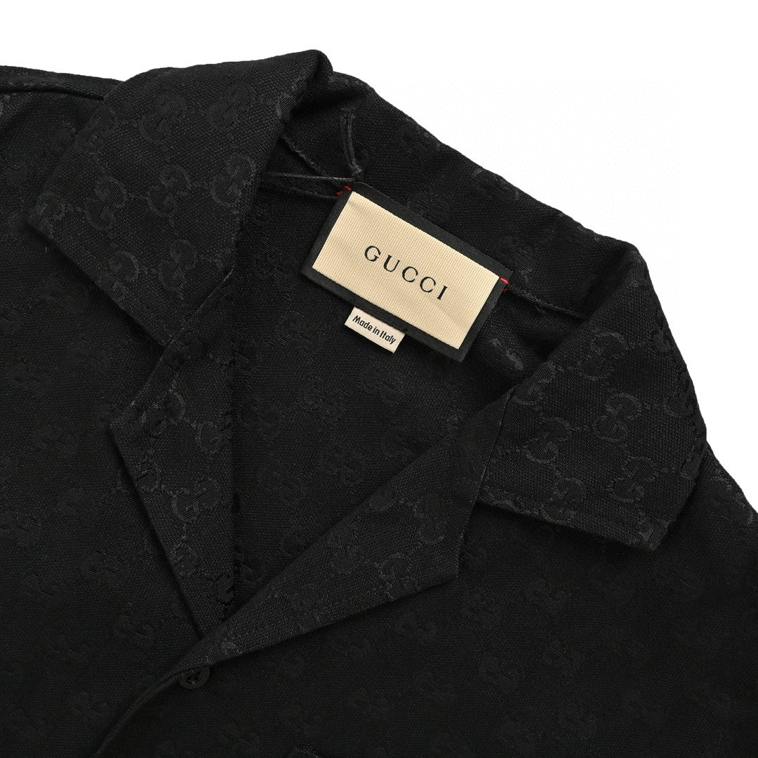 Gucci GG Monogram Black Short Sleeve Shirt - Phantom Kicks