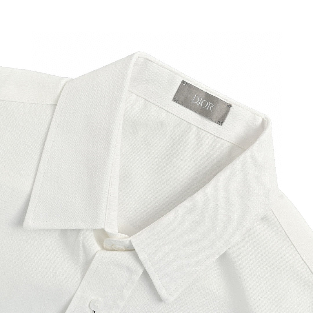 Dior Short Sleeve Button-Up Shirt (White) - Phantom Kicks