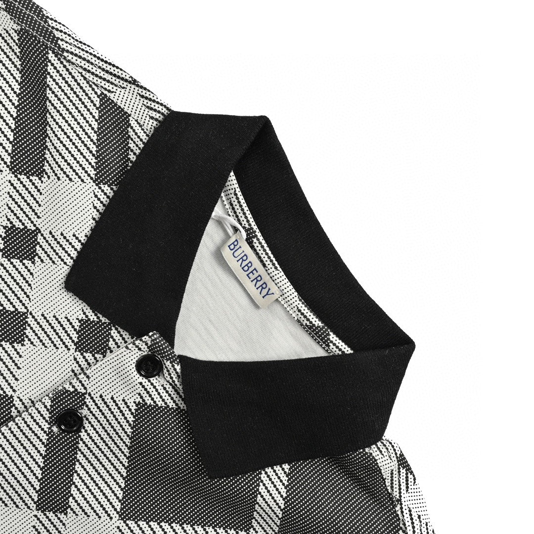 Burberry Geometric Check Polo Shirt (Black and White) - Phantom Kicks