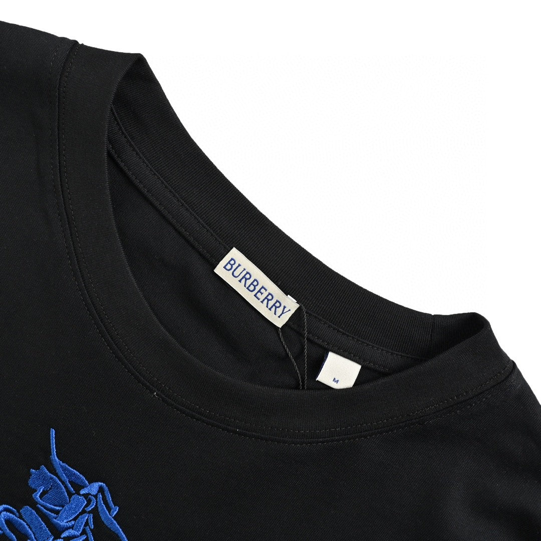 Burberry Black T-Shirt with Blue Equestrian Knight Logo - Phantom Kicks