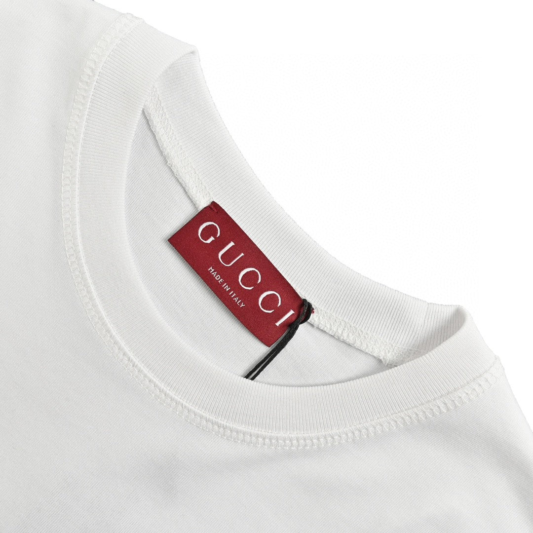 Gucci White T-Shirt with Blue Vertical Logo Patch - Phantom Kicks