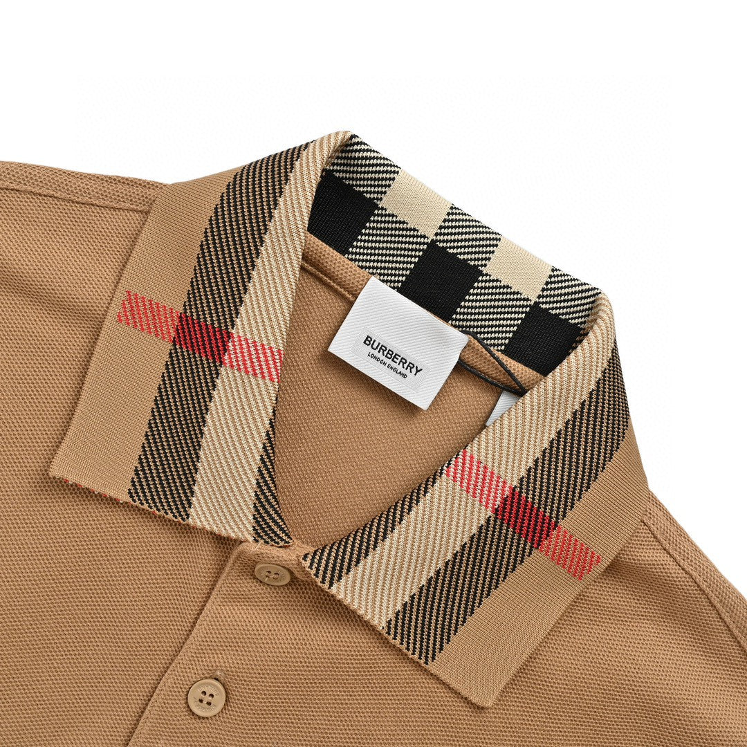 Burberry Polo Shirt with Check Collar (Tan) - Phantom Kicks
