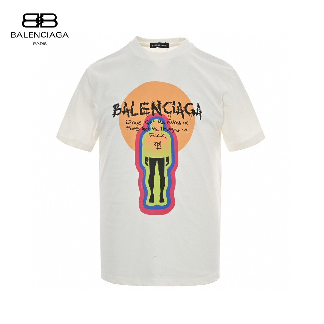 Balenciaga White T-Shirt with Graphic Design - Phantom Kicks