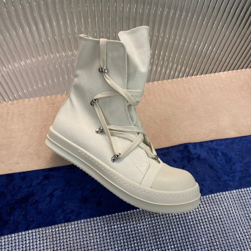 Rick Owens High-Top Canvas Boots - Cream - Phantom Kicks