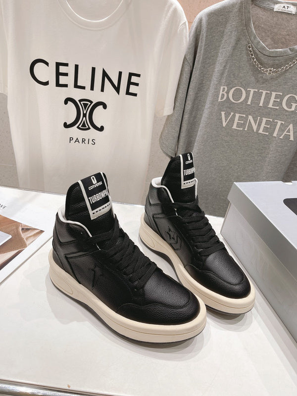 Rick Owens Black and White High-Top Sneakers - Phantom Kicks