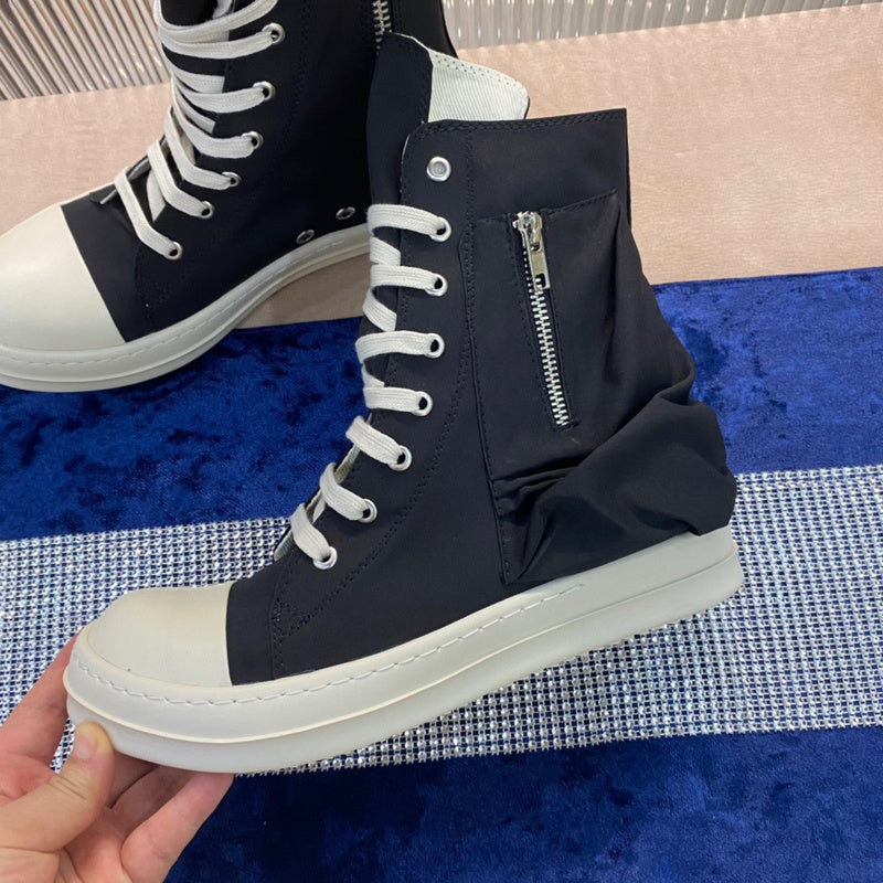 Rick Owens High-Top Nylon Boots - Black and White - Phantom Kicks