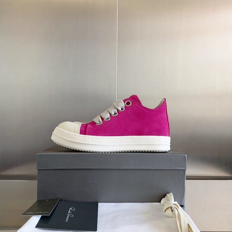 Rick Owens Pink Suede Low-Top Sneakers - Phantom Kicks