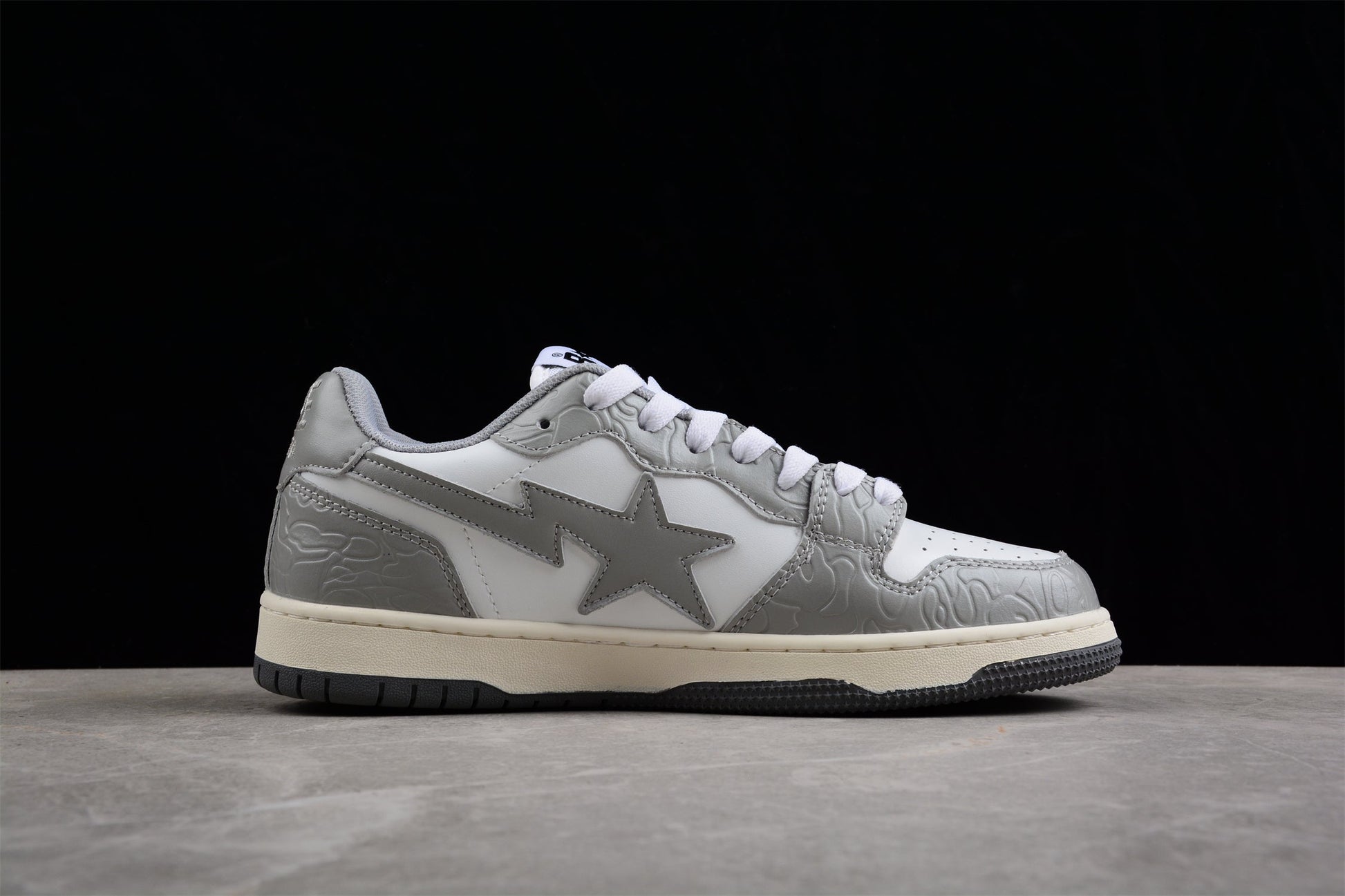 BAPE STA Low-Top Sneakers in White and Gray - Phantom Kicks