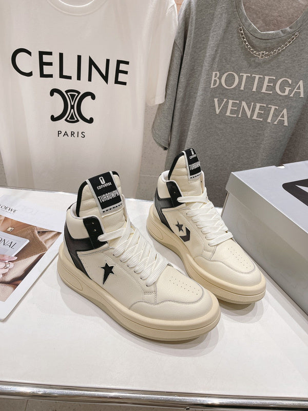 Rick Owens Cream and Black High-Top Sneakers - Phantom Kicks