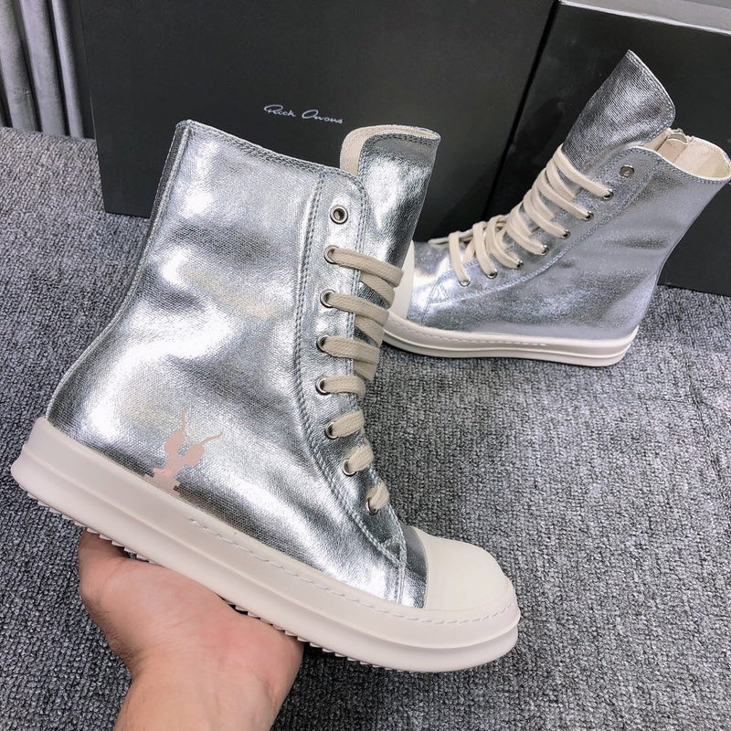 Rick Owens Metallic High-Top Sneakers - Phantom Kicks