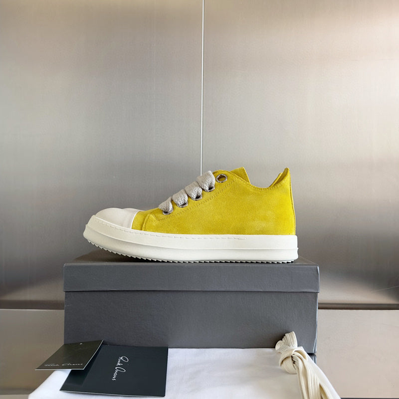 Rick Owens Yellow Suede Low-Top Sneakers - Phantom Kicks