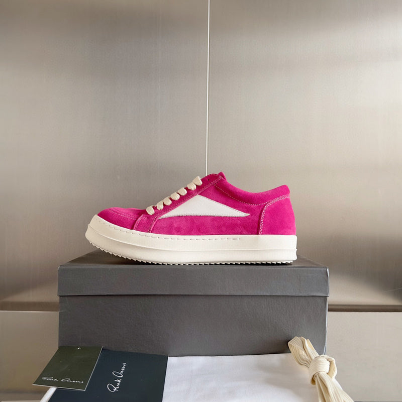 Rick Owens Pink Suede Low-Top Sneakers - Phantom Kicks