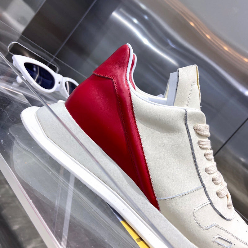 Rick Owens Cream and Red Low-Top Sneakers - Phantom Kicks