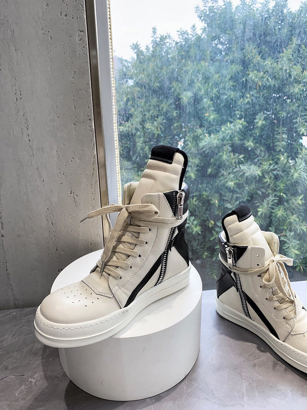 Rick Owens Geobasket Sneakers - Cream and Black - Phantom Kicks