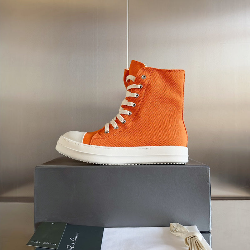 Rick Owens Orange High-Top Sneakers - Phantom Kicks