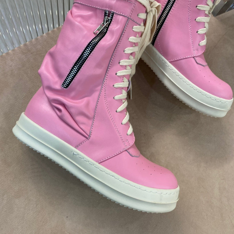 Rick Owens High-Top Sneakers - Pink and Cream - Phantom Kicks