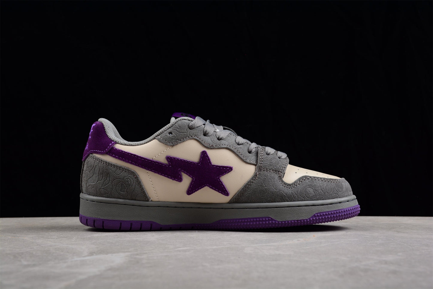 BAPE STA Low-Top Sneakers in Grey and Purple - Phantom Kicks